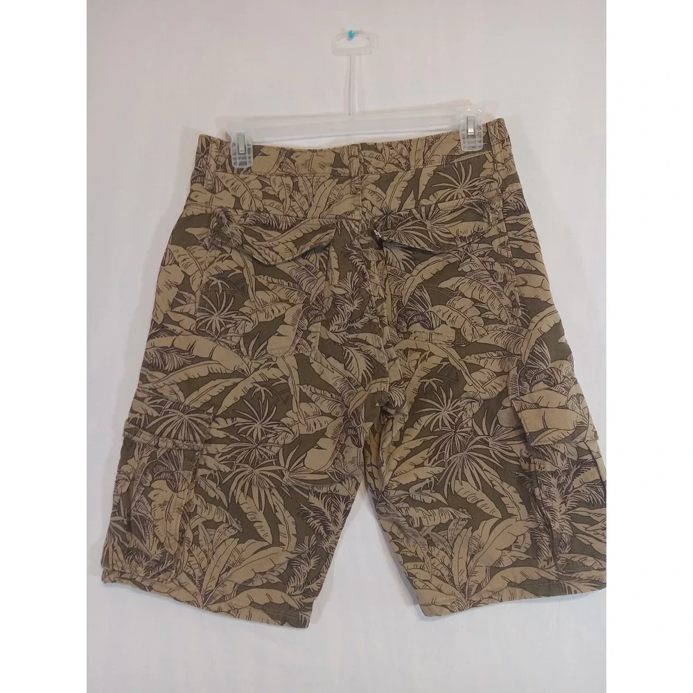 Levi's Tropical Leaf Print Cargo Shorts Men's W32 Brown Green Hawaiian Cotton